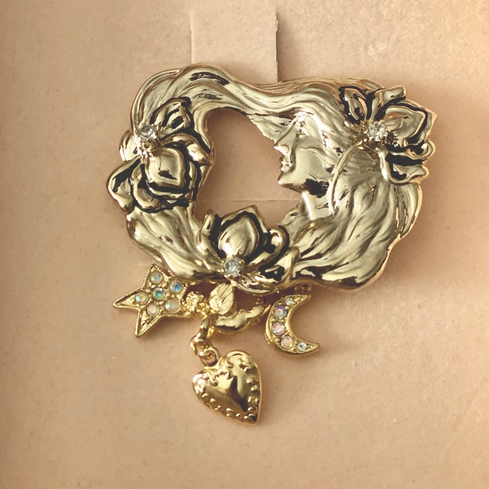 Kirk’s Folly Mother Earth pin gold tone NIB vintage collection